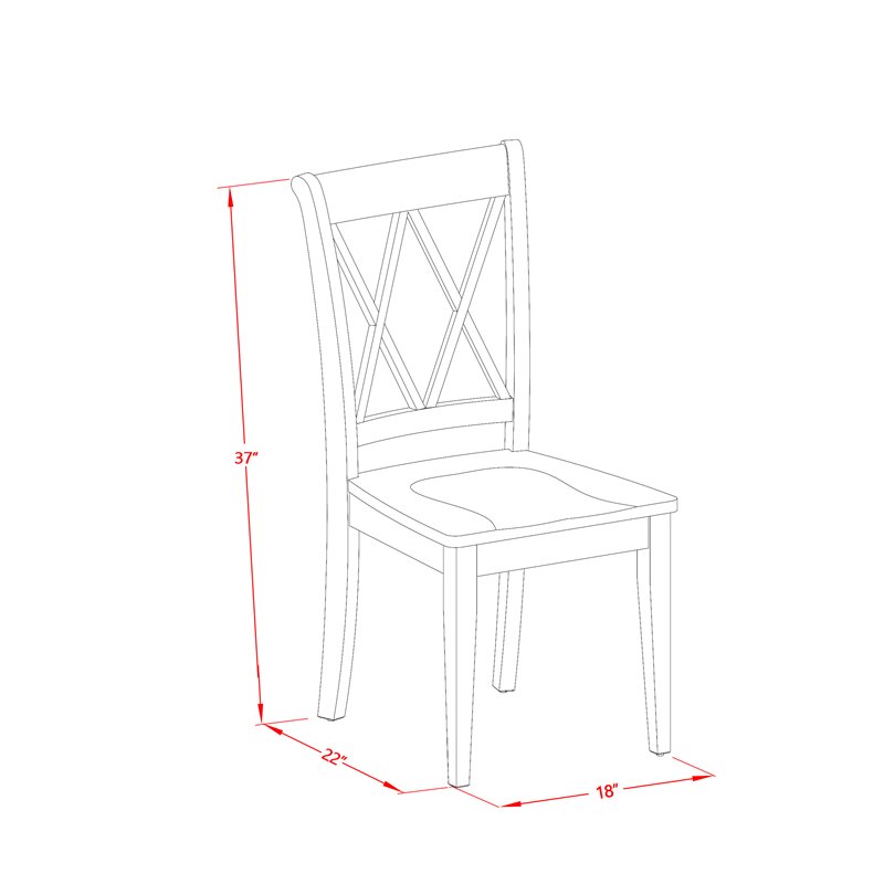 East West Furniture Norfolk 5-piece Dining Set with Double X- Back in White