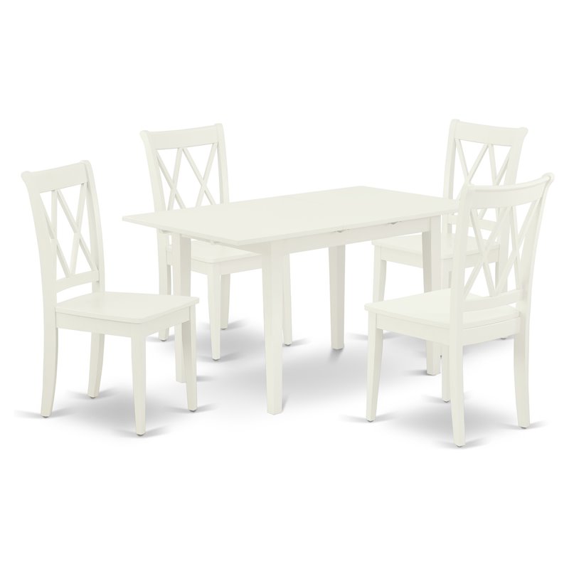 East West Furniture Norfolk 5-piece Dining Set with Double X- Back in White