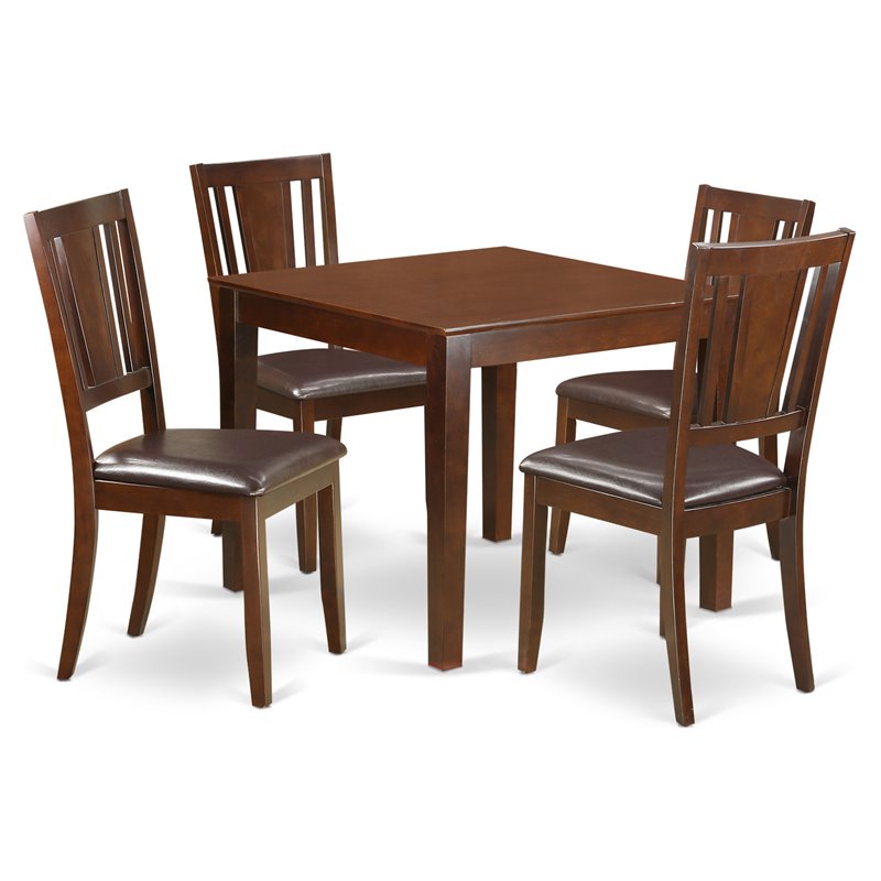 East West Furniture Oxford 5-piece Wood Dining Table Set in Mahogany