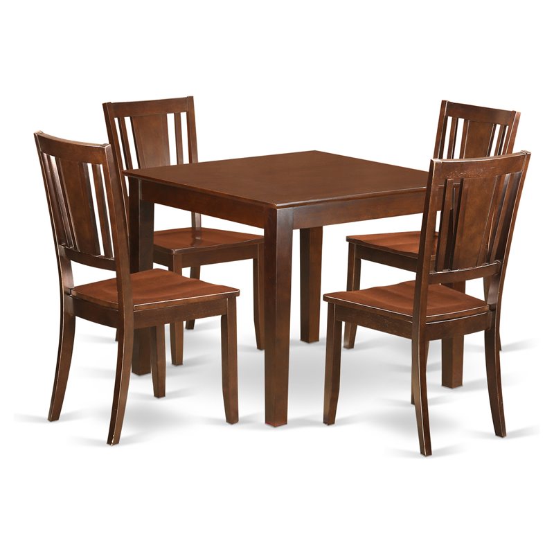East West Furniture Oxford 5-piece Wood Dining Room Set in Mahogany