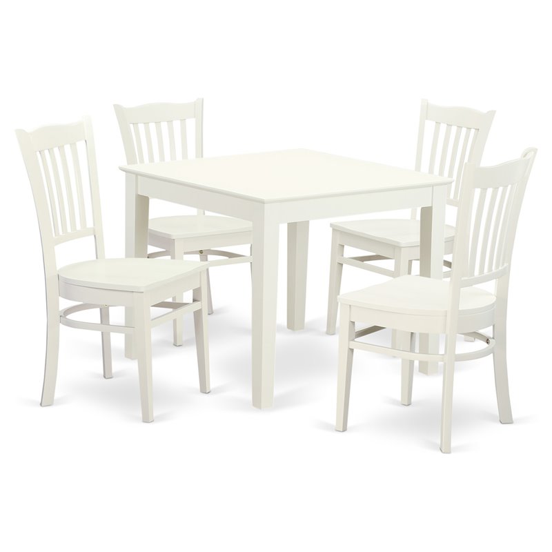 East West Furniture Oxford 5-piece Wood Dining Table and Chair Set in White
