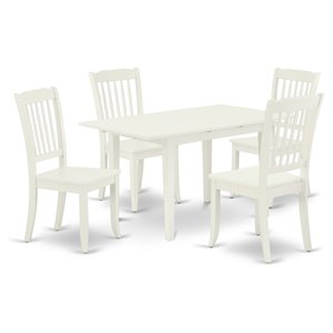 East West Furniture Norfolk 5-piece Dining Set with Rectangular Table in White