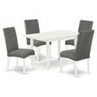 East West Furniture Norfolk 5-piece Wood Dining Table Set in Linen White