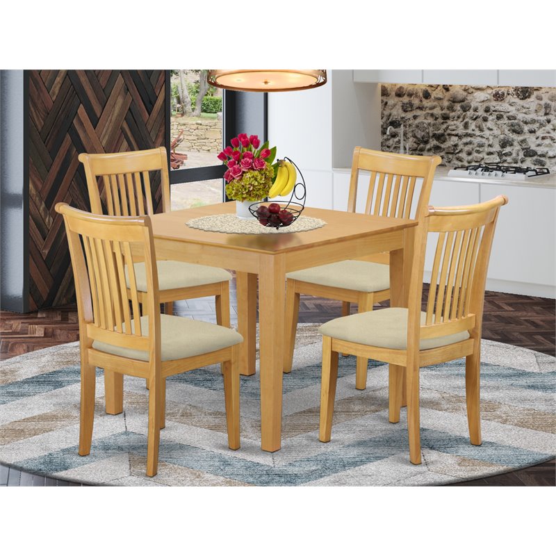 East West Furniture Oxford 5-piece Traditional Wood Dinette Table Set in Oak