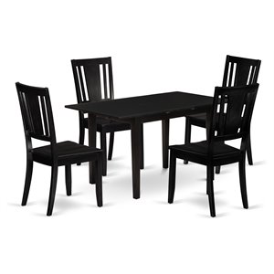 East West Furniture Norfolk 5-piece Dining Set with Rectangular Table in Black