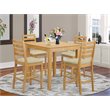 East West Furniture Pub 5-piece Wood Counter Height Dining Set in Oak