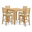 East West Furniture Pub 5-piece Wood Counter Height Dining Set in Oak