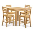 East West Furniture Pub 5-piece Traditional Wood Dining Set in Oak