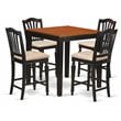 East West Furniture Pub 5-piece Wood Counter Height Dining Set in Black/Cherry