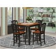 East West Furniture Pub 5-piece Wood Dining Set with Bar Stools in Black/Cherry