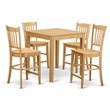 East West Furniture Pub 5-piece Wood Dining Set with Stools in Oak
