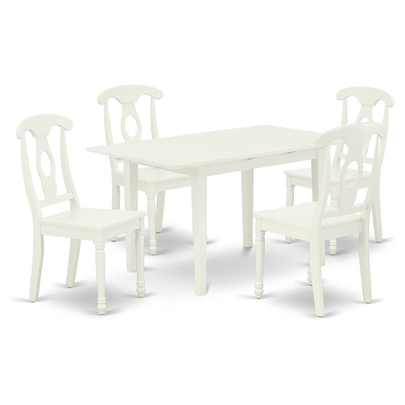 East West Furniture Norfolk 5-piece Wood Table and Dining Chairs in Linen White