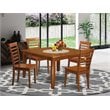 East West Furniture Parfait 5-piece Wood Dining Table Set in Saddle Brown