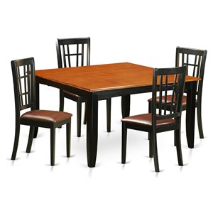 East West Furniture Parfait 5-piece Wood Kitchen Table and Chairs in Black