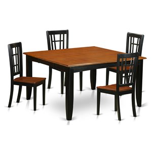 East West Furniture Parfait 5-piece Wood Dining Room Table Set in Black/Cherry