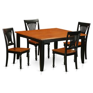 East West Furniture Parfait 5-piece Wood Dinette Table Set in Black/Cherry