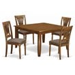 East West Furniture Parfait 5-piece Dining Table and Chair Set in Saddle Brown