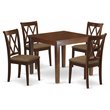East West Furniture Oxford 5-piece Wood Dining Set with Square Table in Mahogany