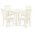 East West Furniture Oxford 5-piece Wood Dinette Table Set in Linen White