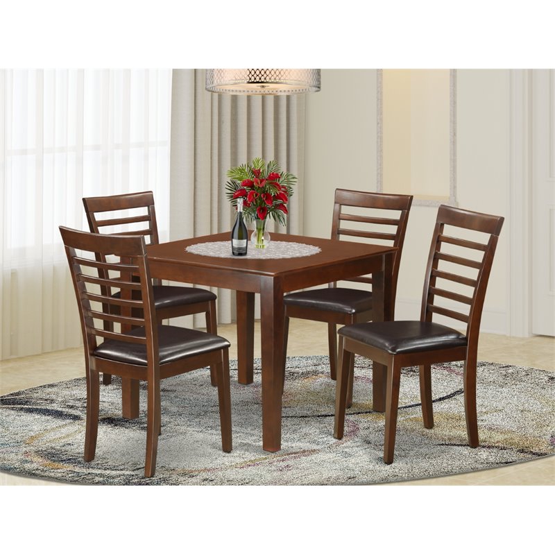 East West Furniture Oxford 5-piece Traditional Wood Dinette Set in Mahogany