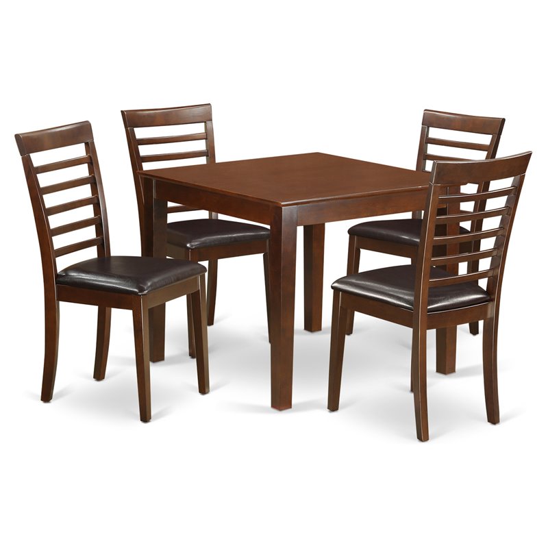 East West Furniture Oxford 5-piece Traditional Wood Dinette Set in Mahogany