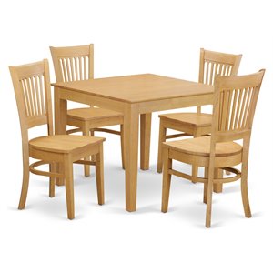 East West Furniture Oxford 5-piece Wood Dinette Table and Chair Set in Oak