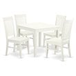 East West Furniture Oxford 5-piece Traditional Wood Dining Set in Linen White