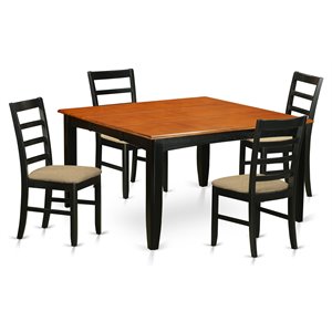 East West Furniture Parfait 5-piece Wood Dining Table Set in Black/Cherry