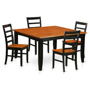 East West Furniture Parfait 5-piece Wood Dining Room Set in Black/Cherry