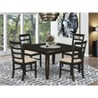 East West Furniture Parfait 5-piece Traditional Wood Dining Set in Cappuccino
