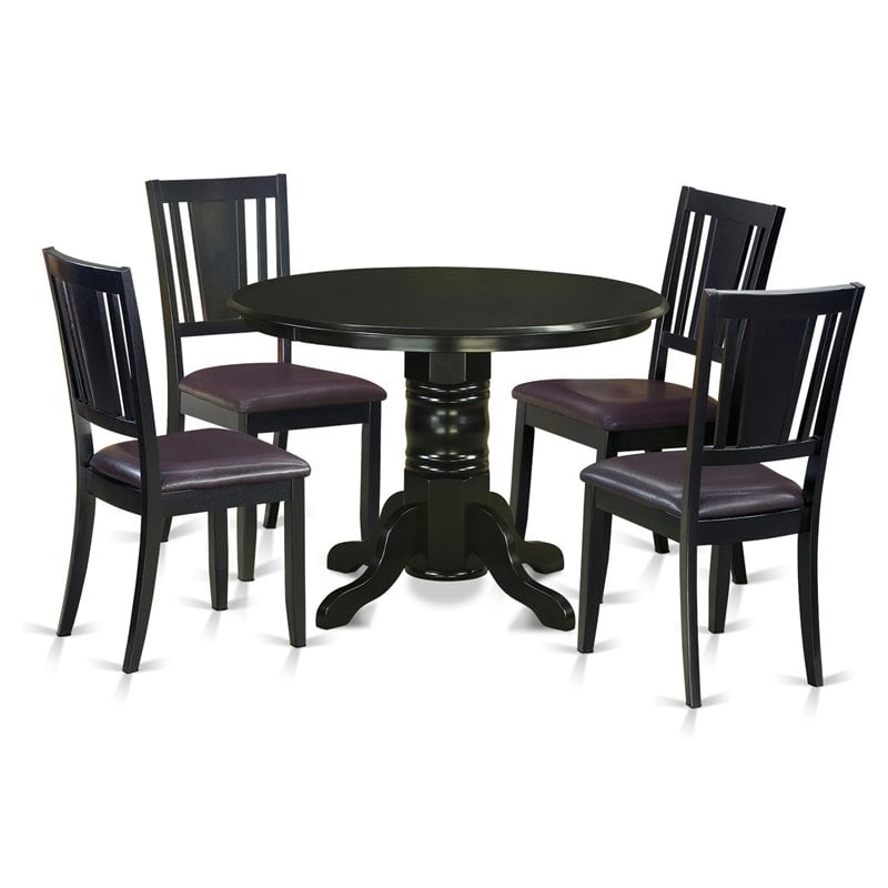 East West Furniture Shelton 5-piece Wood Dining Table and Chair Set in Black