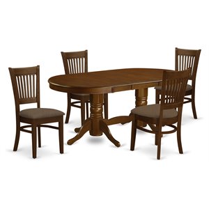 east west furniture vancouver 5-piece wood dining table set in espresso