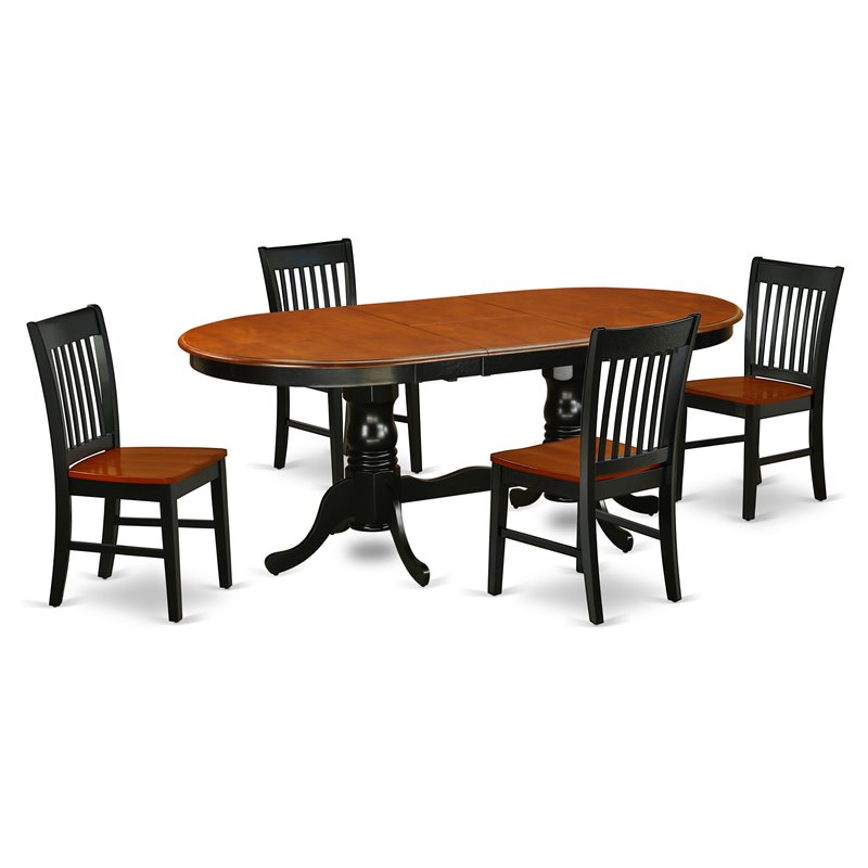 East West Furniture Plainville 5-piece Wood Dining Room Set in Black/Cherry