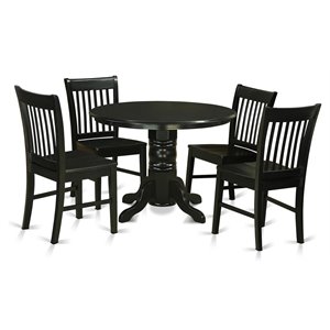 East West Furniture Shelton 3-piece Traditional Wood Dinette Set in Black