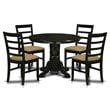 East West Furniture Shelton 5-piece Wood Dining Set with Fabric Chairs in Black