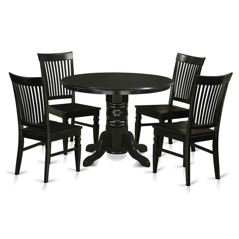 East West Furniture Shelton 5-piece Wood Table and Dinette Chair Set in Black