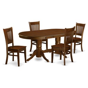 east west furniture vancouver 5-piece wood dining room set in espresso