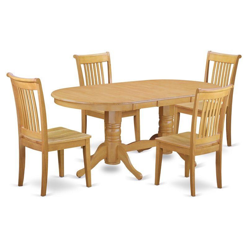 East West Furniture Vancouver 5-piece Traditional Wood Dining Set in Oak