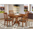 East West Furniture Portland 5-piece Dining Set with Oval Table in Saddle Brown