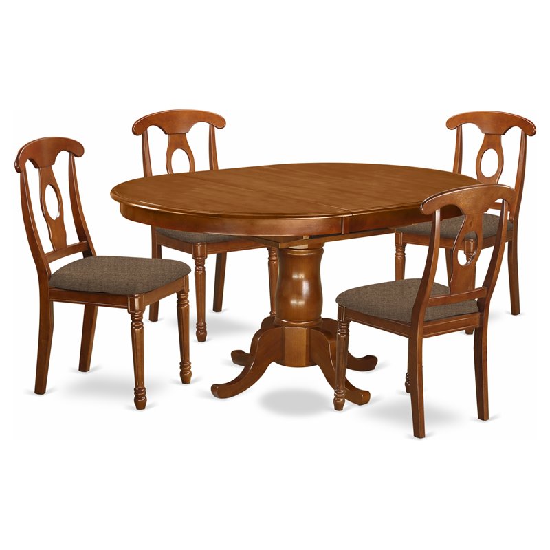 East West Furniture Portland 5-piece Wood Dining Room Set in Saddle Brown