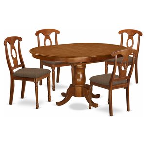 east west furniture portland 5-piece wood dining room set in saddle brown