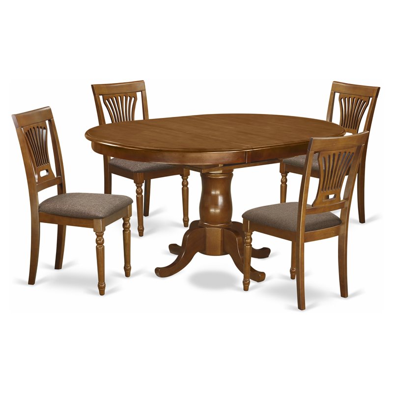 East West Furniture Portland 5-piece Wood Dining Table and Chairs in Brown