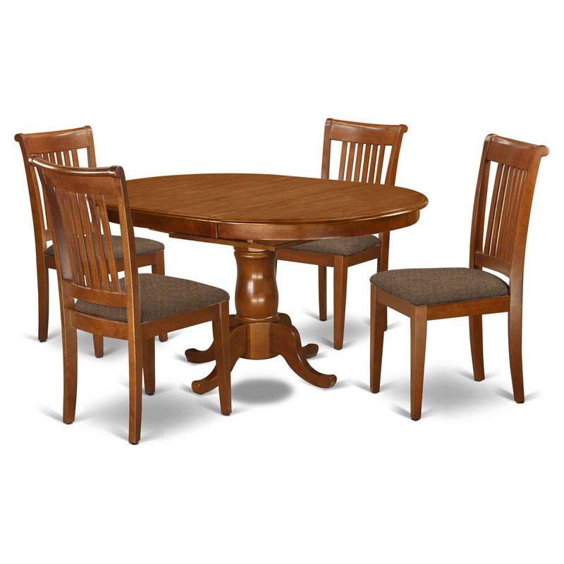 East West Furniture Portland 5piece Wood Table and Dining Chairs in