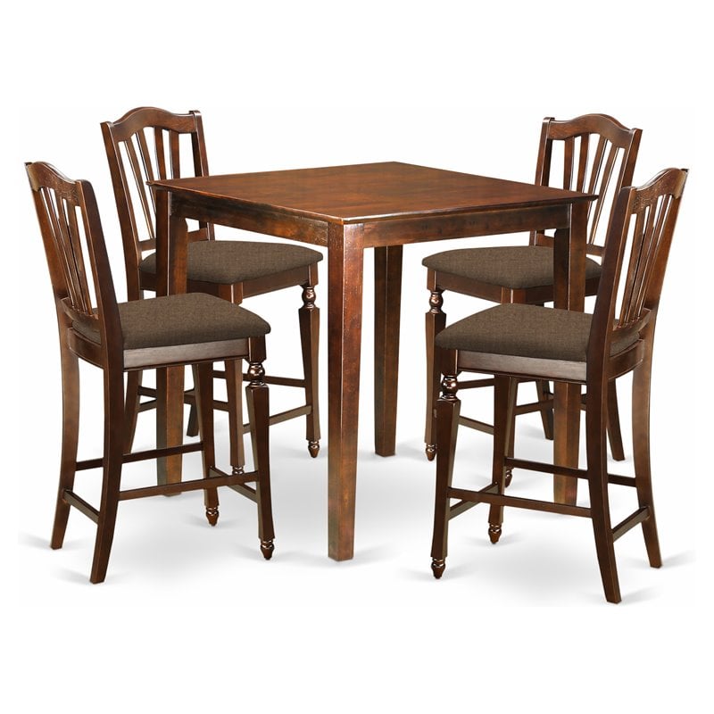 East West Furniture Vernon 5-piece Wood Kitchen Set in Mahogany