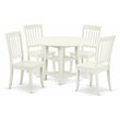 East West Furniture Sudbury 5-piece Wood Dining Table and Chair Set in White
