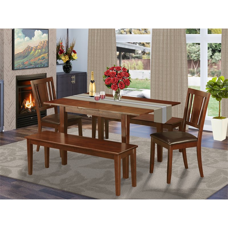 East West Furniture Picasso 5-piece Wood Dining Room Set in Mahogany