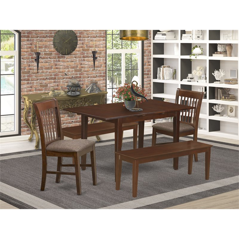 East West Furniture Picasso 5-piece Wood Dining Table and Chairs in Mahogany