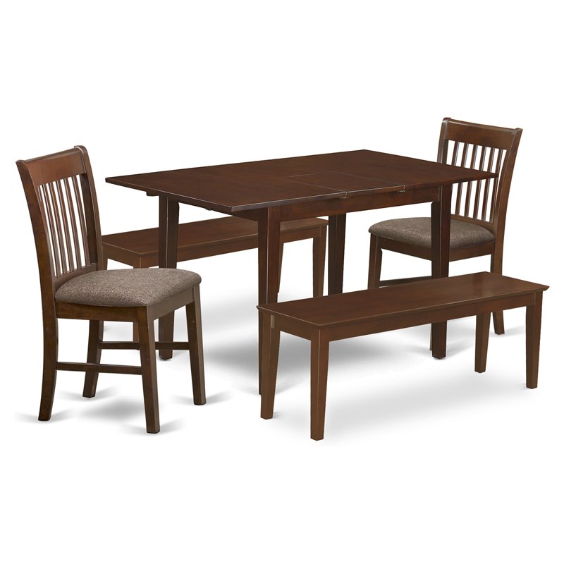 East West Furniture Picasso 5-piece Wood Dining Table and Chairs in Mahogany