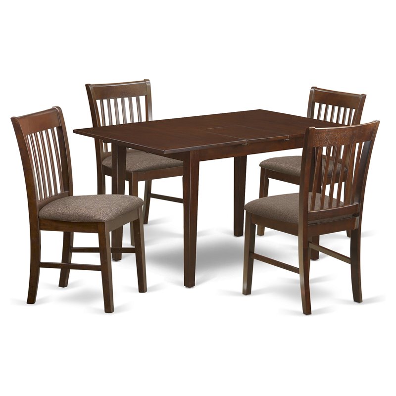 East West Furniture Picasso 5-piece Wood Dinette Table Set in Mahogany