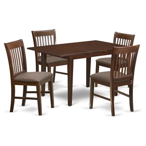 East West Furniture Picasso 5-piece Wood Dinette Table Set in Mahogany